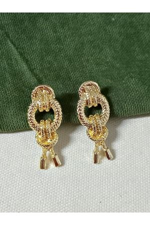 Gold Düğüm Tasarım Hafif Kadın Küpe