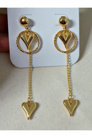 Gold Kalp Sallantılı Uzun Şık Küpe