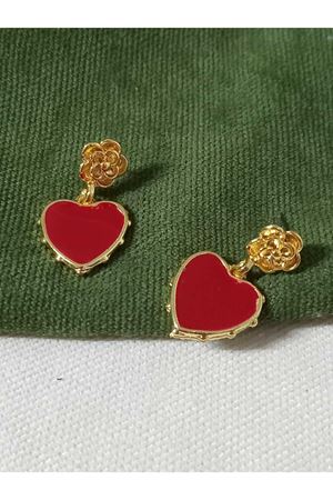 Gold Mineli Kalp Sallantılı Şık Kadın Küpe