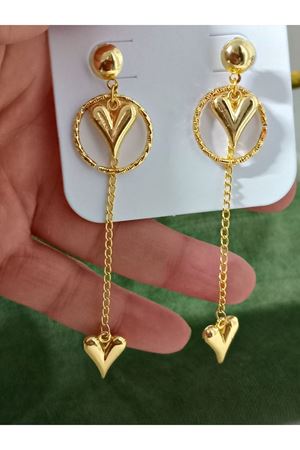 Gold Kalp Sallantılı Uzun Şık Küpe