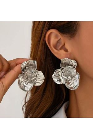 Gümüş Büyük Çiçek Kadın Küpe