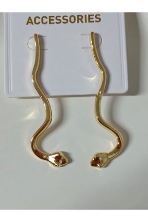 Gold Yılan Tasarım Büyük Kadın Küpe