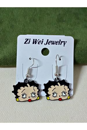 Bety Boop Çizgi Karakter 1 Çift Eğlenceli  Çocuk Küpesi