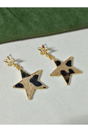 Yıldız Leopar Sallantılı Şık Kadın Küpe