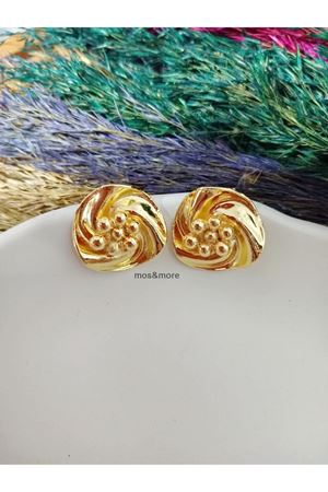 Gold Renk İncili Sarmal Kadın Küpe