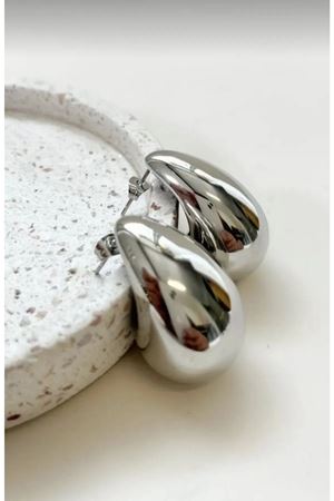 Gümüş Renk Ortaboy Damla Bottega Küpe