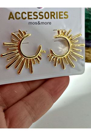 Gold Güneş Tasarım Kadın Küpe