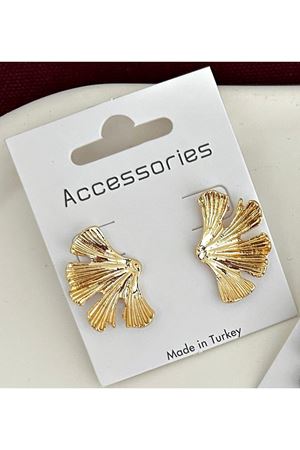 Gold Yarım Yaprak Orta Boy Plaka Kadın Küpe