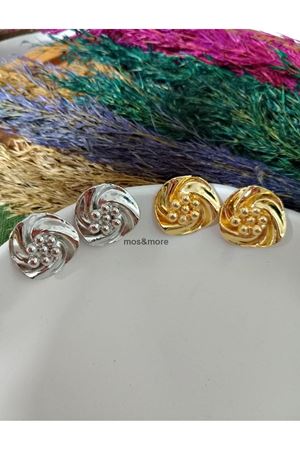 Gold Renk İncili Sarmal Kadın Küpe