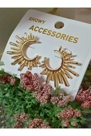 Gold Güneş Tasarım Kadın Küpe