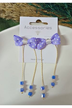 Mor Puantiyeli Fiyonk  Sallantılı Kadın Küpe