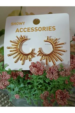 Gold Güneş Tasarım Kadın Küpe