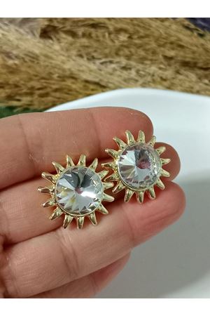 Zirkon Taşlı Güneş Abiye Günlük Kadın Küpe