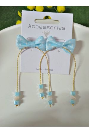 Mavi Puantiyeli Fiyonk  Sallantılı Kadın Küpe