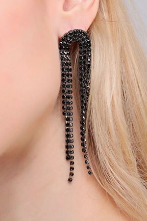 Siyah Taşlı Sallantılı Uzun Kadın Abiye Küpe