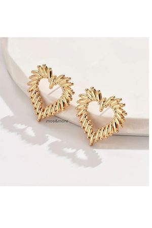 Çelik Gold Kalp Model Şık Kadın Küpe