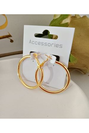 Gold 3cm Ve 4cm 2 Çift Boru Halka Kadın Küpe Seti