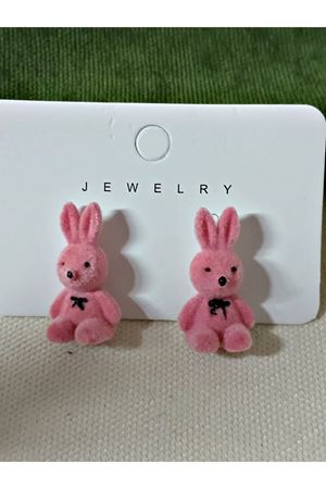 Trend, Pembe Dokulu Eğlenceli Tavşan Günlük Küpe