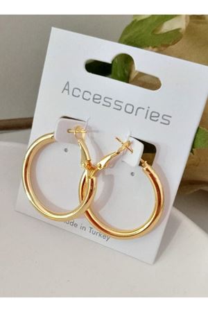 Gold 3cm Ve 4cm 2 Çift Boru Halka Kadın Küpe Seti