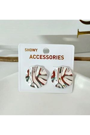 Gümüş Renk Yuvarlak Plaka Küpe