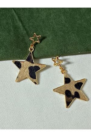 Yıldız Leopar Sallantılı Şık Kadın Küpe