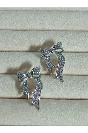 Gümüş Taşlı Çelik Fiyonk Tasarım Kadın Küpe