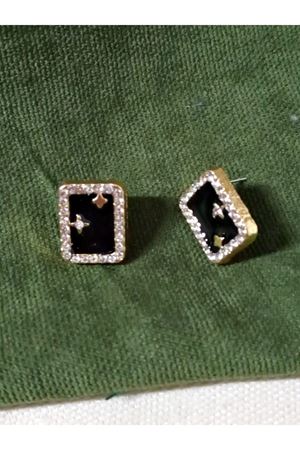 Gold Siyah Mineli Minimal Kuzey Yıldızı Kadın Küpe