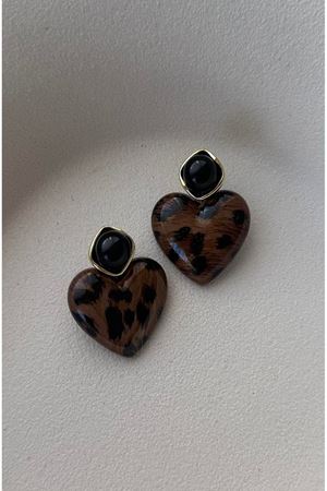 Leopar Tasarım Kalp Kadın Küpe