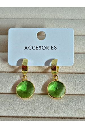 Yeşil Taşlı Yuvarlak Zamansız Kurtarıcı  Şık Kadın Küpe