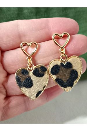 Kalp Leopar Sallantılı Şık Kadın Küpe