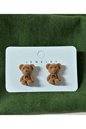 Trend, Kahverengi Dokulu Eğlenceli Baba Ayıcık Günlük Küpe