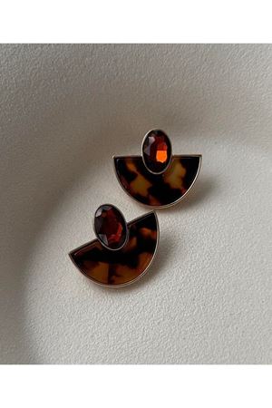 Leopar Yarım Ay Abiye Günlük Şık Kadın Küpe