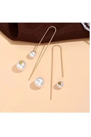 Gold İncili Uzun Kadın Küpe