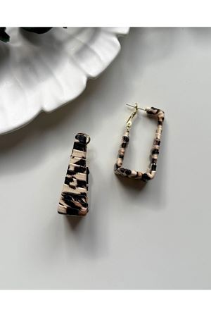 Leopar Deri Dokulu Şık Kadın Halka Küpe