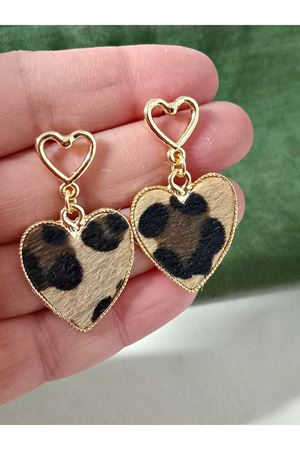 Kalp Leopar Sallantılı Şık Kadın Küpe