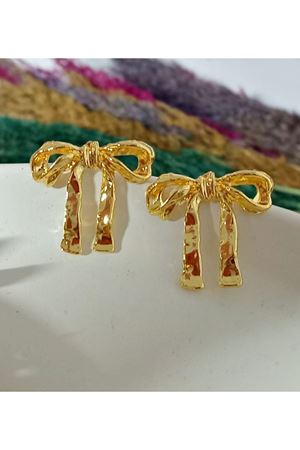 Gold Fiyonk Tasarım Şık Kadın Küpe