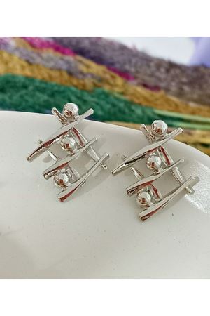 Gümüş Tasarım Şık Kadın Küpe