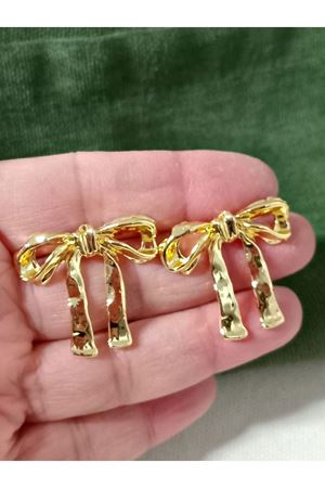 Gold Fiyonk Tasarım Şık Kadın Küpe