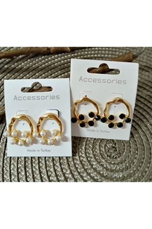 İncili  Tasarım Halka  Kadın Küpe