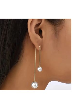 Gold İncili Uzun Kadın Küpe