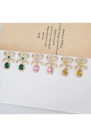 Zirkon Taşlı Altın Kaplama Yeşil Sallanan Küpe