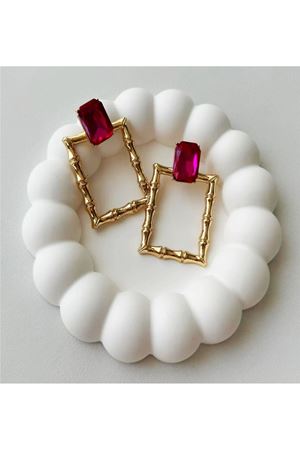 Altın Kaplama Pembe Taşlı Pirinç Küpe