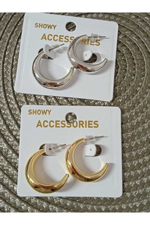 Gold Yarım Ay  Boru Halka Kadın Küpe