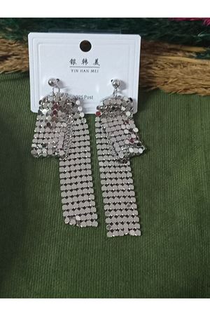 Gold Uzun Sallantılı Işıltılı Şık Abiye Günlük Kadın Küpe