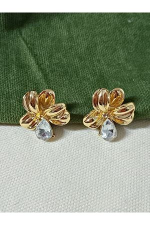 Gold Beyaz Damla Tasarım Kadın Küpe