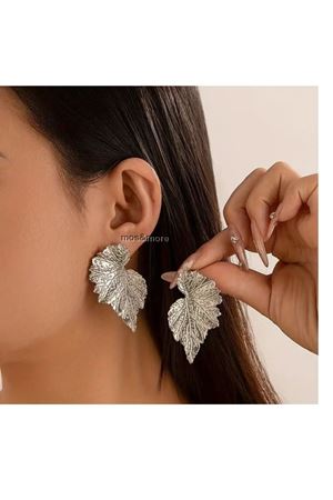 Gümüş Vintage Esintili Yelpaze Şeklinde Yaprak Kadın Küpe