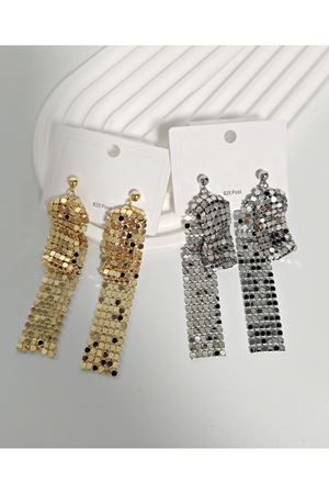 Gold Uzun Sallantılı Işıltılı Şık Abiye Günlük Kadın Küpe