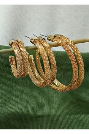 3 Boy Gold Halka Kadın Küpe, 3cm-4cm-5cm