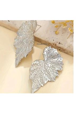 Gümüş Vintage Esintili Yelpaze Şeklinde Yaprak Kadın Küpe