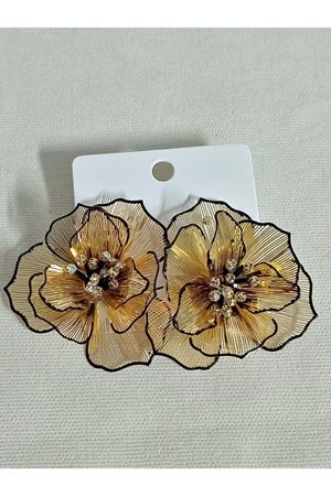 Sarı Çiçek Taşlı Kadın Küpe